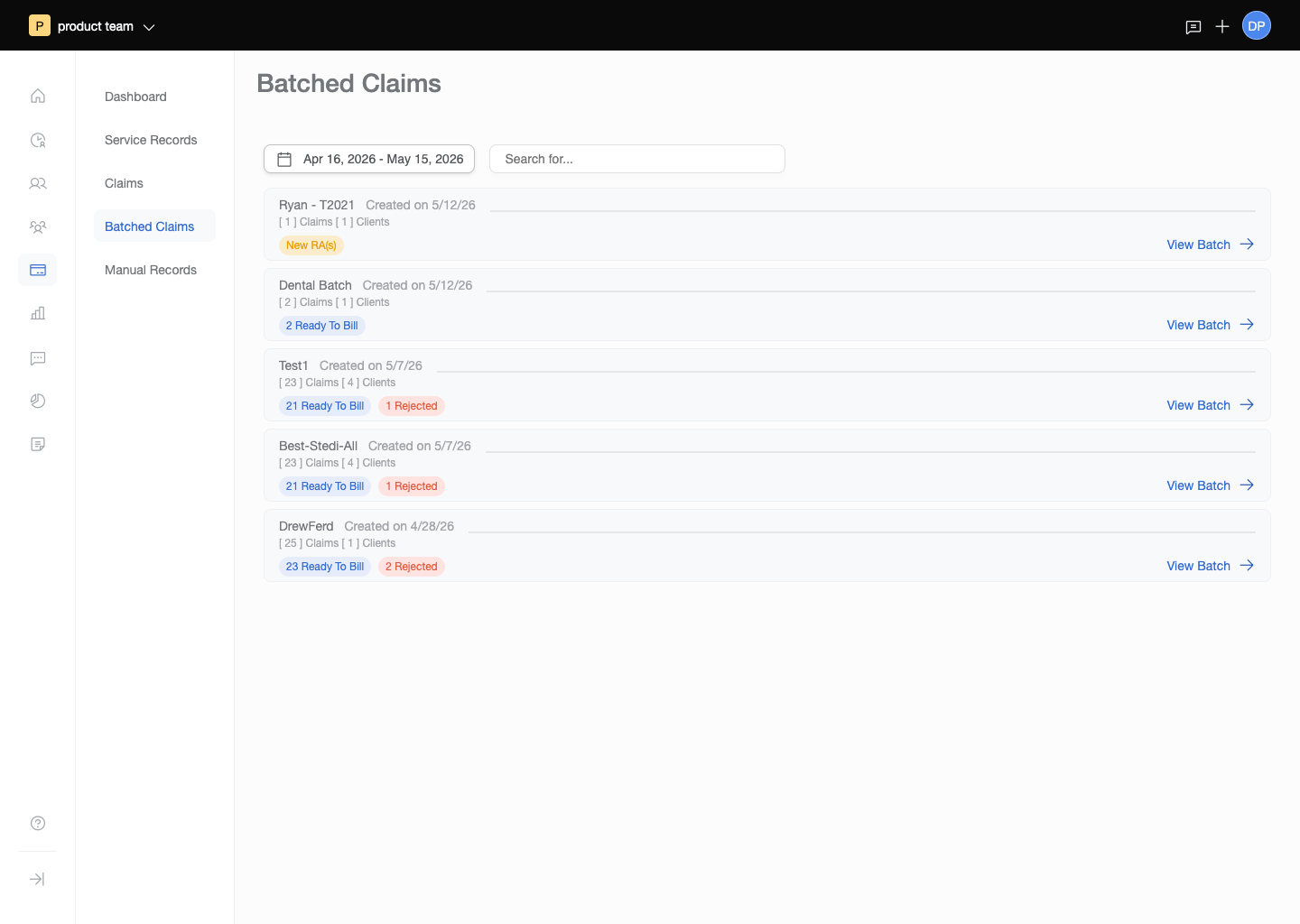 Batched claims