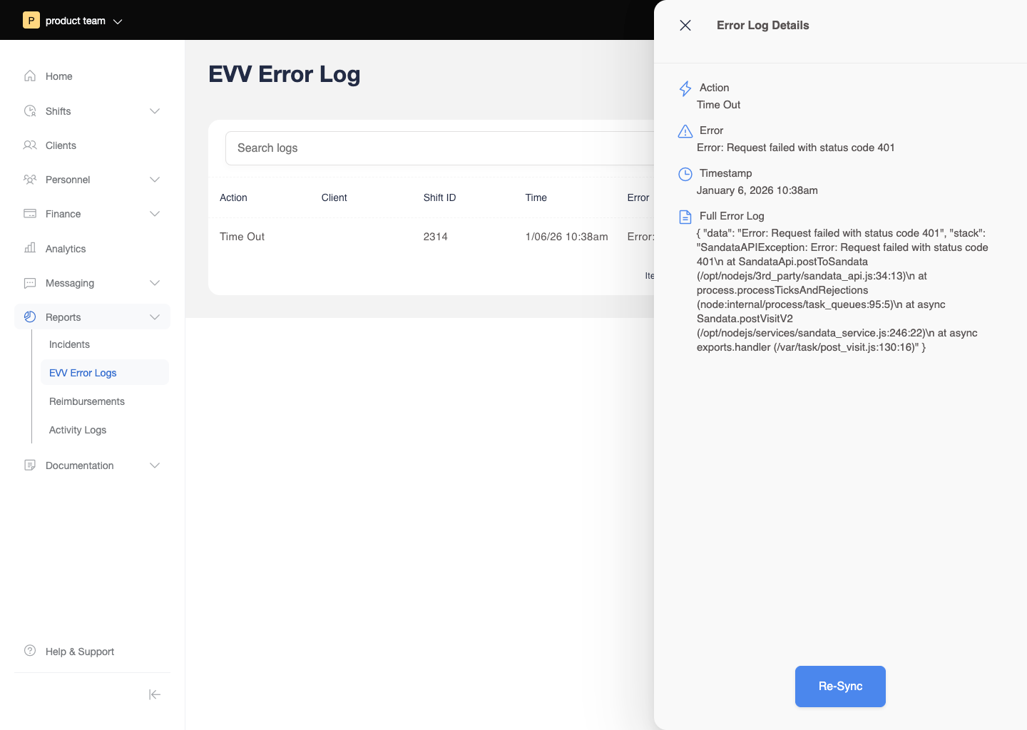 Error logs