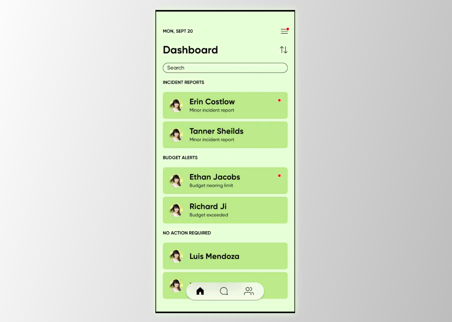 Original app dashboard