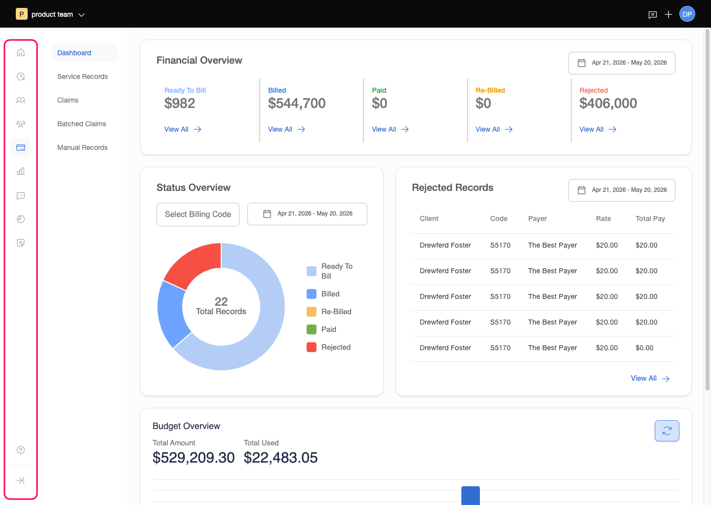 Collapsed sidebar navigation